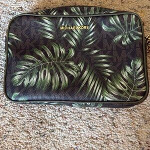 Michael Kors Green and Black Monstera Leaf Crossbody